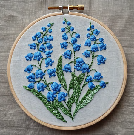 Bluebells Hand Embroidery Pattern, Lily of the Valley Embroidery Pattern