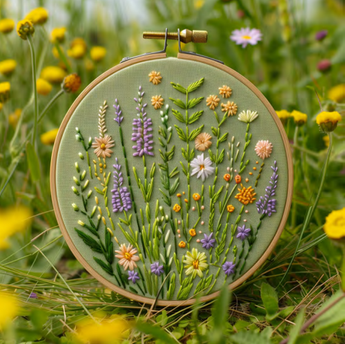 Meadow of Wildflowers Hand Embroidery Pattern, Wildflowers Pattern, Meadow Embroidery